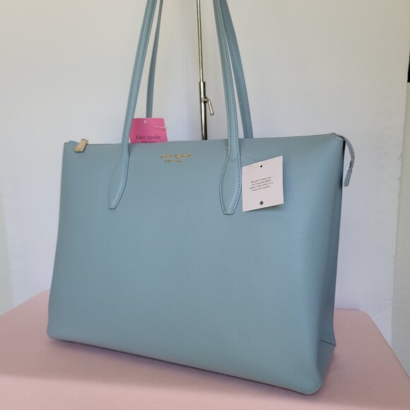 KATE SPADE All Day Crossgrain Leather Top-zip Large Tote- Ocean Beach color πβ - Picture 4 of 16